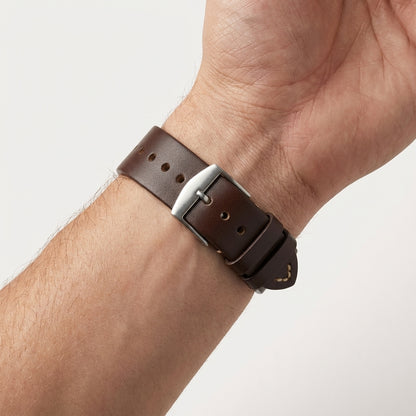 Brown Leather Watch Strap 20mm – Genuine Pull-Up Leather | Omax FS415