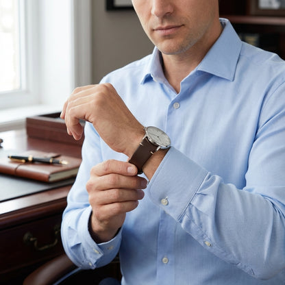 Brown Leather Watch Strap 20mm – Genuine Pull-Up Leather | Omax FS415