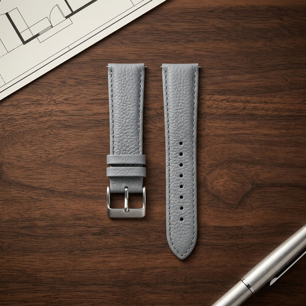 Omax Boshek Beige Genuine Leather Watch Strap – 22mm, One-Tone Finish, Silver Buckle | FS373