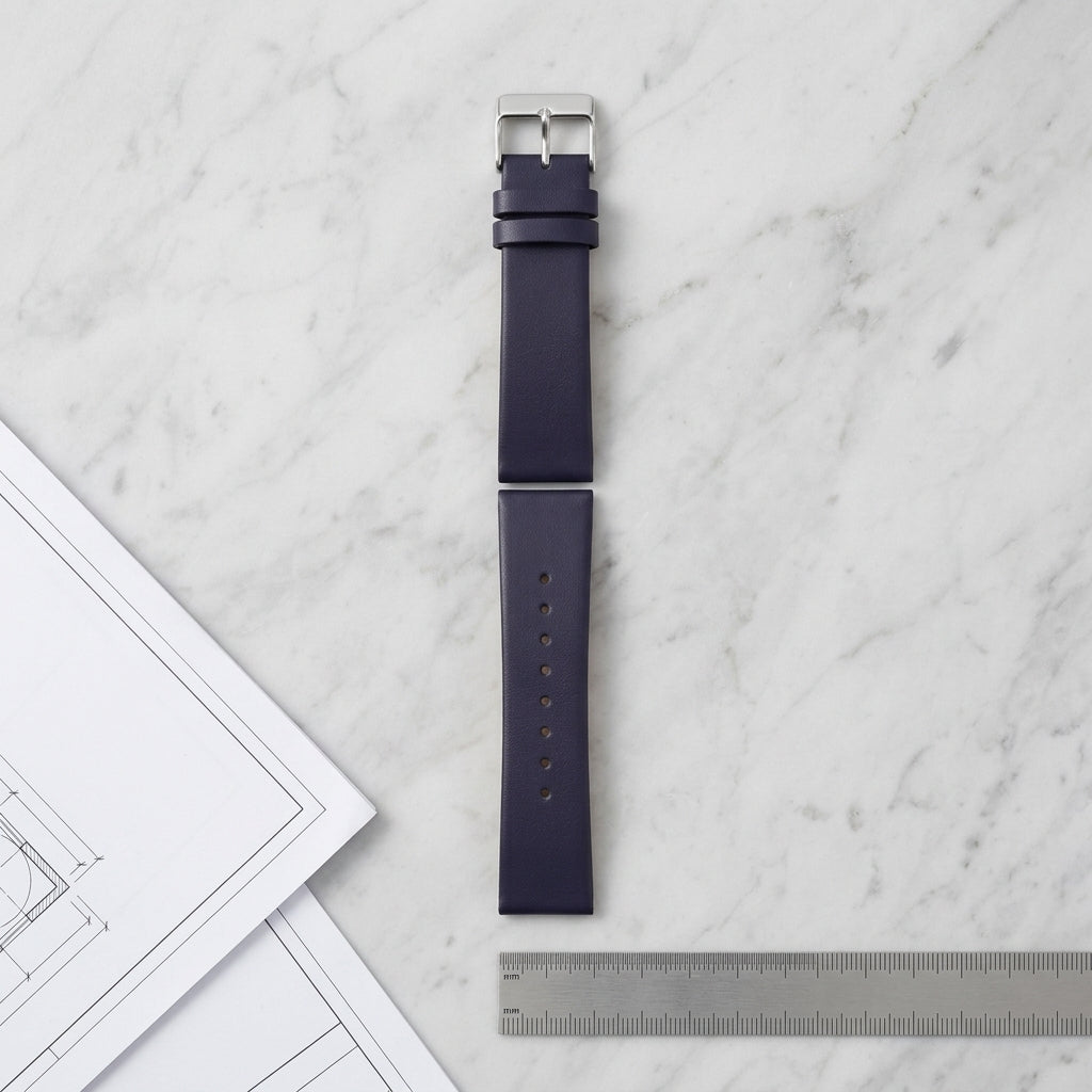 Omax Blue Genuine Leather Watch Strap – 20mm, Stainless Steel Buckle, Quick-Release | FS370