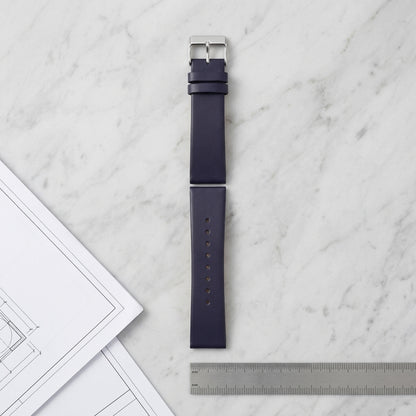 Omax Blue Genuine Leather Watch Strap – 20mm, Stainless Steel Buckle, Quick-Release | FS370