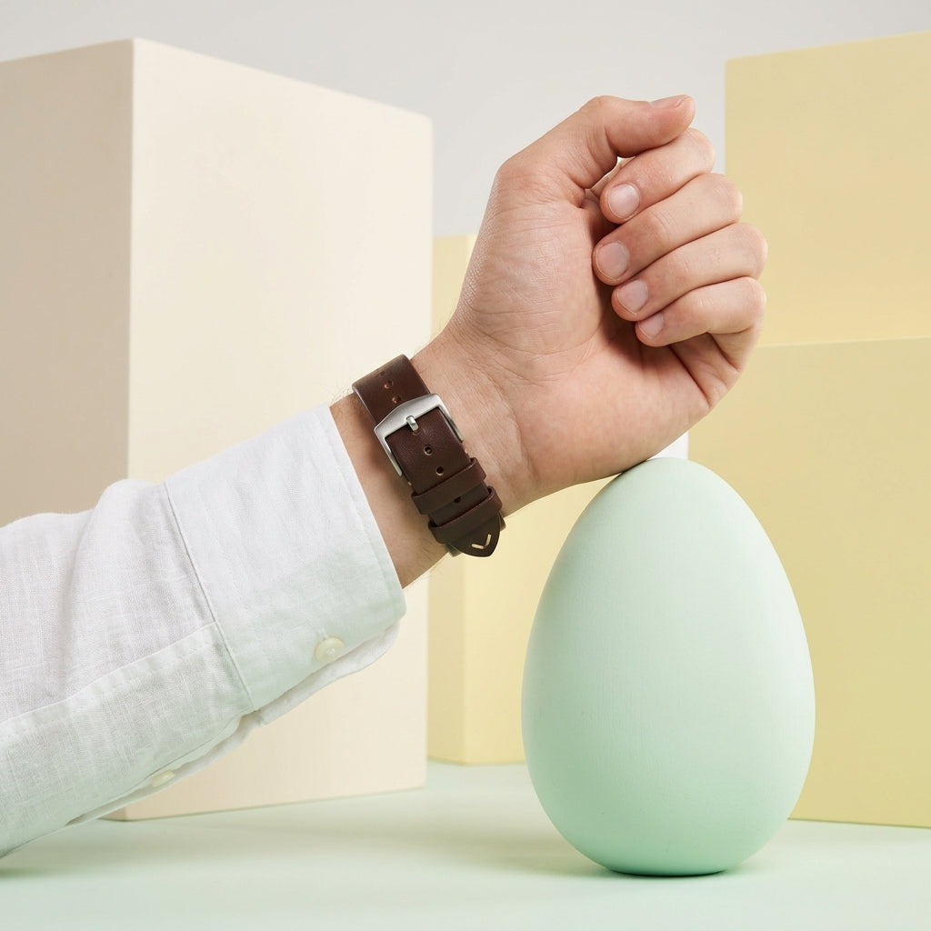 Brown Leather Watch Strap 20mm – Genuine Pull-Up Leather | Omax FS415