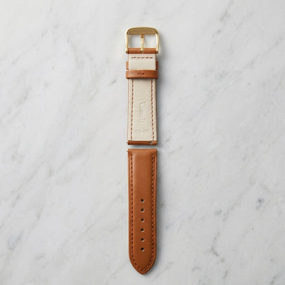 Omax Tan Genuine Leather Watch Strap – Golden Buckle, Semi-Padded, Quick-Release | FS306