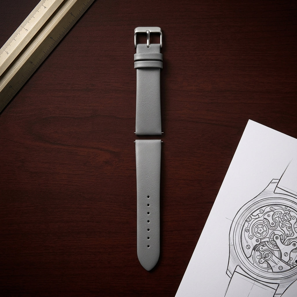 Omax Beige Genuine Leather Watch Strap – Stitch-Free Design, 22mm, Silver Buckle | FS319