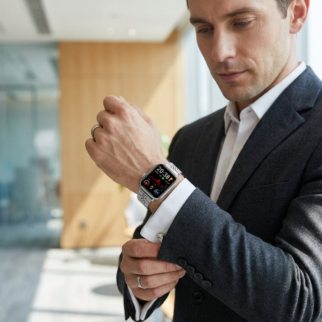 Omax FMS105 All Steel Stainless Steel Apple Watch Strap – 38mm 40mm 41mm