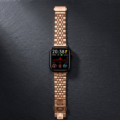 Omax FMS117 Rose Gold Stainless Steel Apple Watch Strap with Butterfly Lock – 38mm 40mm 41mm