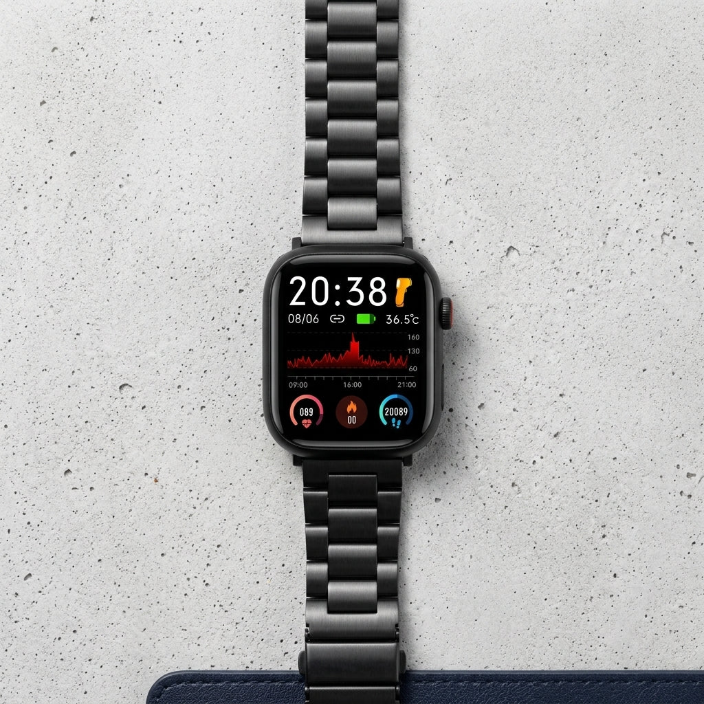 Omax FMS113 All Black Stainless Steel Apple Watch Strap – 38mm 40mm 41mm