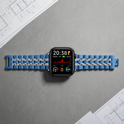 Omax FMS102 Blue & Steel Two-Tone Stainless Steel Apple Watch Strap – 38mm 40mm 41mm