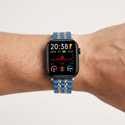 Omax FMS102 Blue & Steel Two-Tone Stainless Steel Apple Watch Strap – 38mm 40mm 41mm
