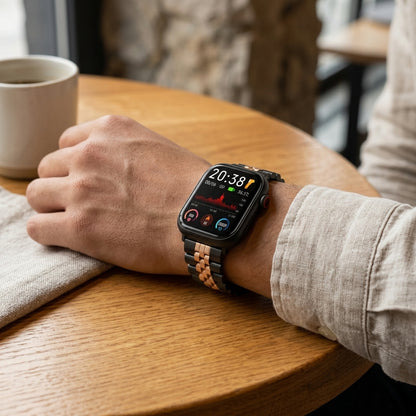 Omax FMS103 Black & Rose Gold Two-Tone Stainless Steel Apple Watch Strap – 38mm 40mm 41mm