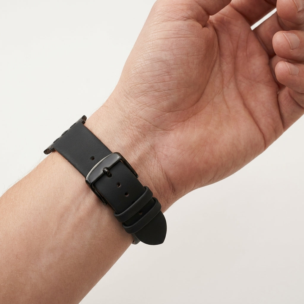 Boshek Grey Genuine Leather Watch Strap – Black Buckle, Self Changeable, Quick Release | FS308