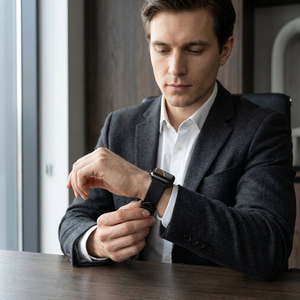 Boshek Grey Genuine Leather Watch Strap – Black Buckle, Self Changeable, Quick Release | FS308