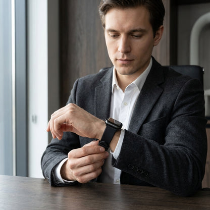 Boshek Grey Genuine Leather Watch Strap – Black Buckle, Self Changeable, Quick Release | FS308