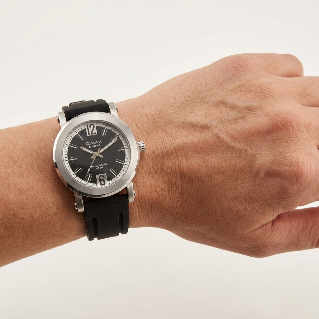 Omax Black Dial Black Silicone Sporty Unisex Watch – SS213