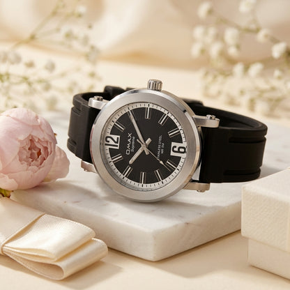 Omax Black Dial Black Silicone Sporty Unisex Watch – SS213