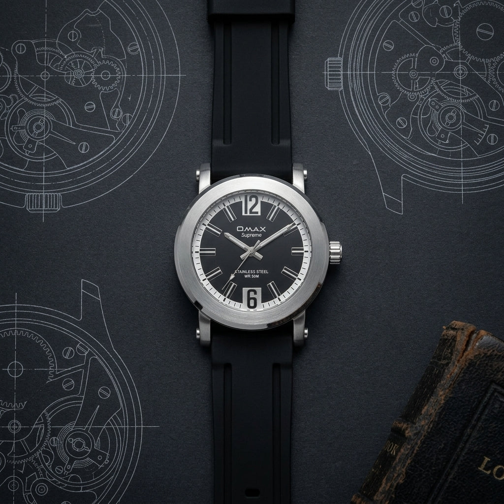 Omax Black Dial Black Silicone Sporty Unisex Watch – SS213