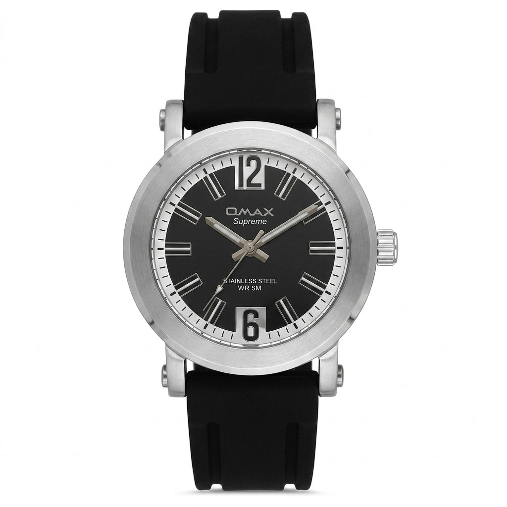 Omax Black Dial Black Silicone Sporty Unisex Watch – SS213