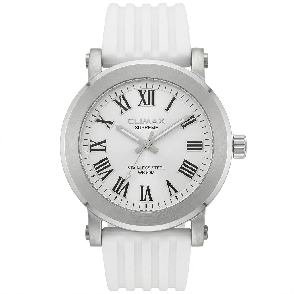 Omax White Dial White Silicone Casual Unisex Watch – SS212