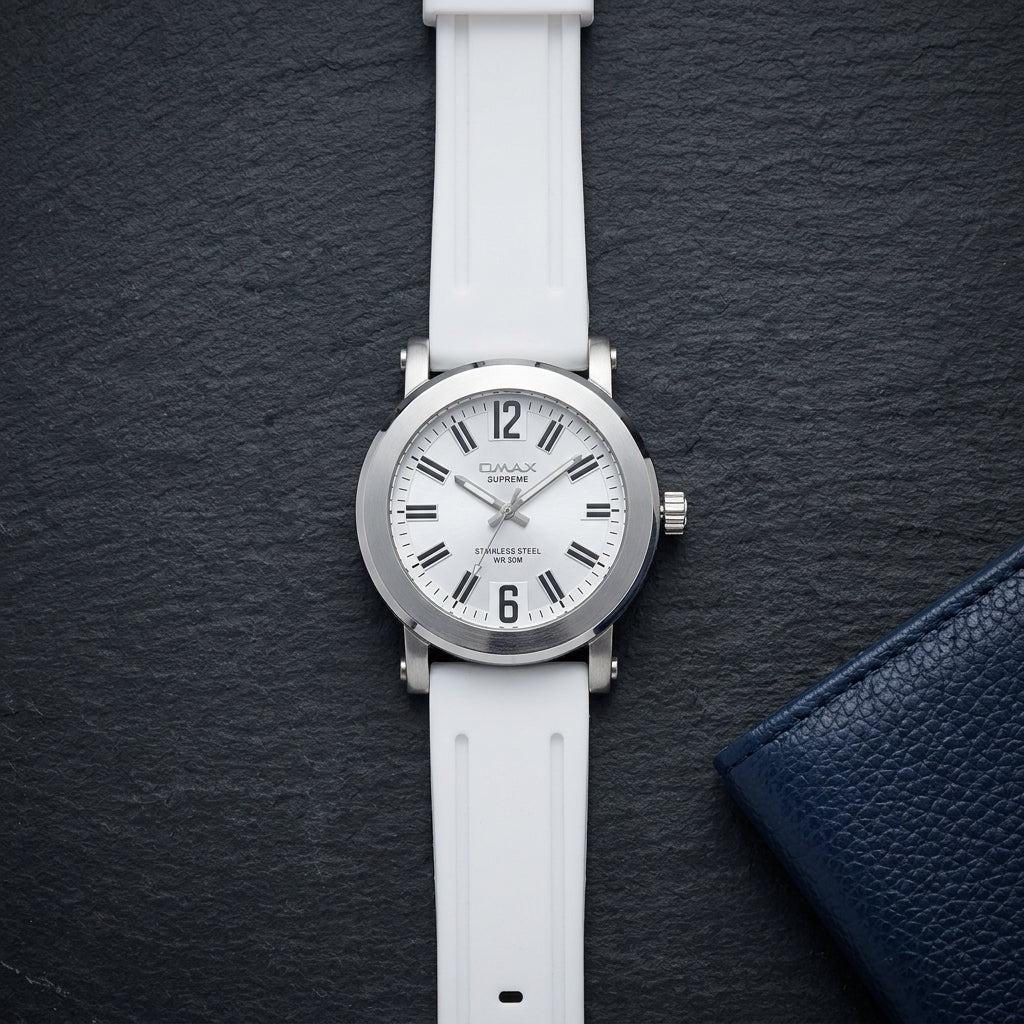 Omax White Dial White Silicone Casual Unisex Watch – SS212
