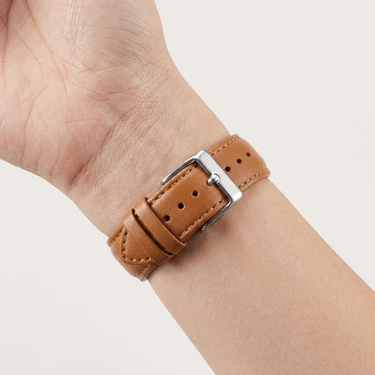 Boshek FS374 Tan Genuine Leather Watch Strap – Semi-Padded, Silver Buckle, Quick-Release
