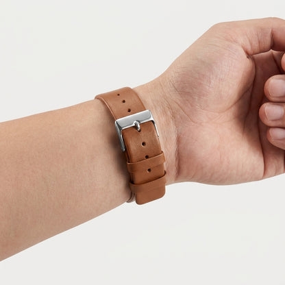 Omax Tan Genuine Leather Watch Strap 20mm – Quick-Release, Soft Leather | FS370