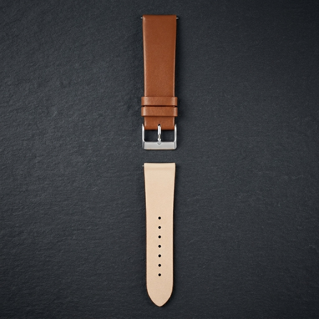 Omax Tan Genuine Leather Watch Strap 20mm – Quick-Release, Soft Leather | FS370