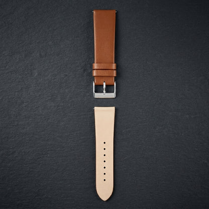 Omax Tan Genuine Leather Watch Strap 20mm – Quick-Release, Soft Leather | FS370