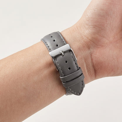 Boshek Grey Semi Padded Genuine Leather Watch Strap for Quick Release and Self Changeable FS374-GY-20-S