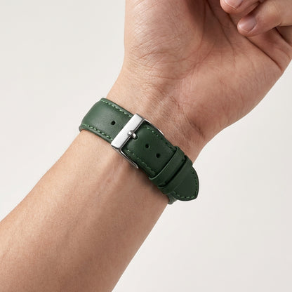 Boshek Green Semi Padded Genuine Leather Watch Strap for Quick Release and Self Changeable FS374-GR-20-S