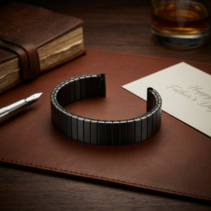 OMAX Stainless Steel Stretchable Elastic Solo Metal Chain Strap Band 49mm / 46mm / 45mm / 44mm Compatible with i Watch Ultra Series 10 9 8 7 6 5 SE 4 Black Strap-FMS120