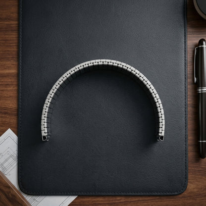 OMAX Stainless Steel Stretchable Elastic Solo Metal Chain Strap Band 49mm / 46mm / 45mm / 44mm Compatible with i Watch Ultra Series 10 9 8 7 6 5 SE 4 Silver Strap-FMS121