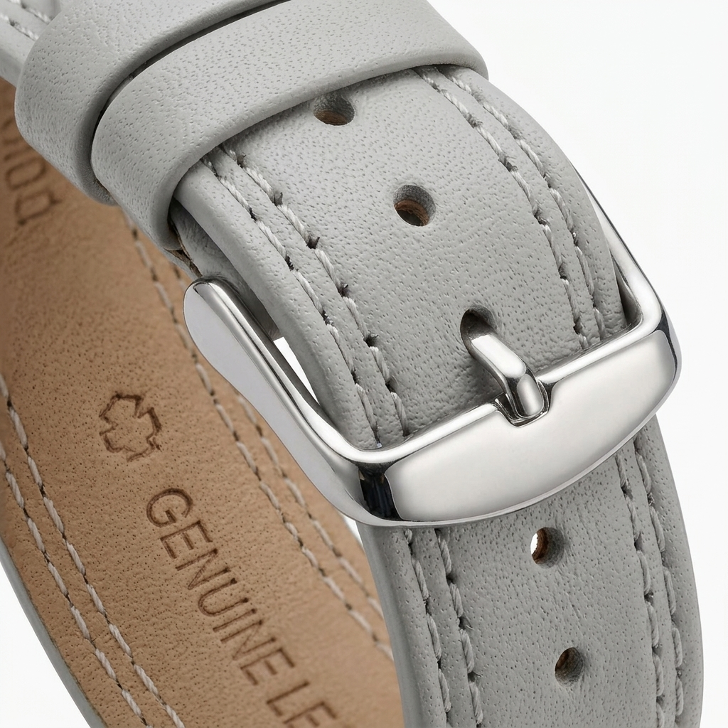 Omax 22mm Beige Solid Genuine Leather Watch Strap-Double Stitch for Quick Release and Self Changeable FS347