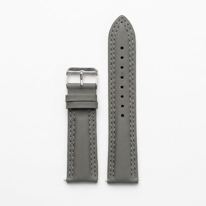 Omax Grey Solid Genuine Leather Watch Strap Double Stitch for Quick Release and Self Changeable| FS348