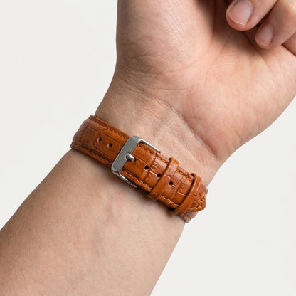 Omax 22mm Orange Croco Genuine Leather Watch Strap with Silver Buckle | Quick Release |FS354