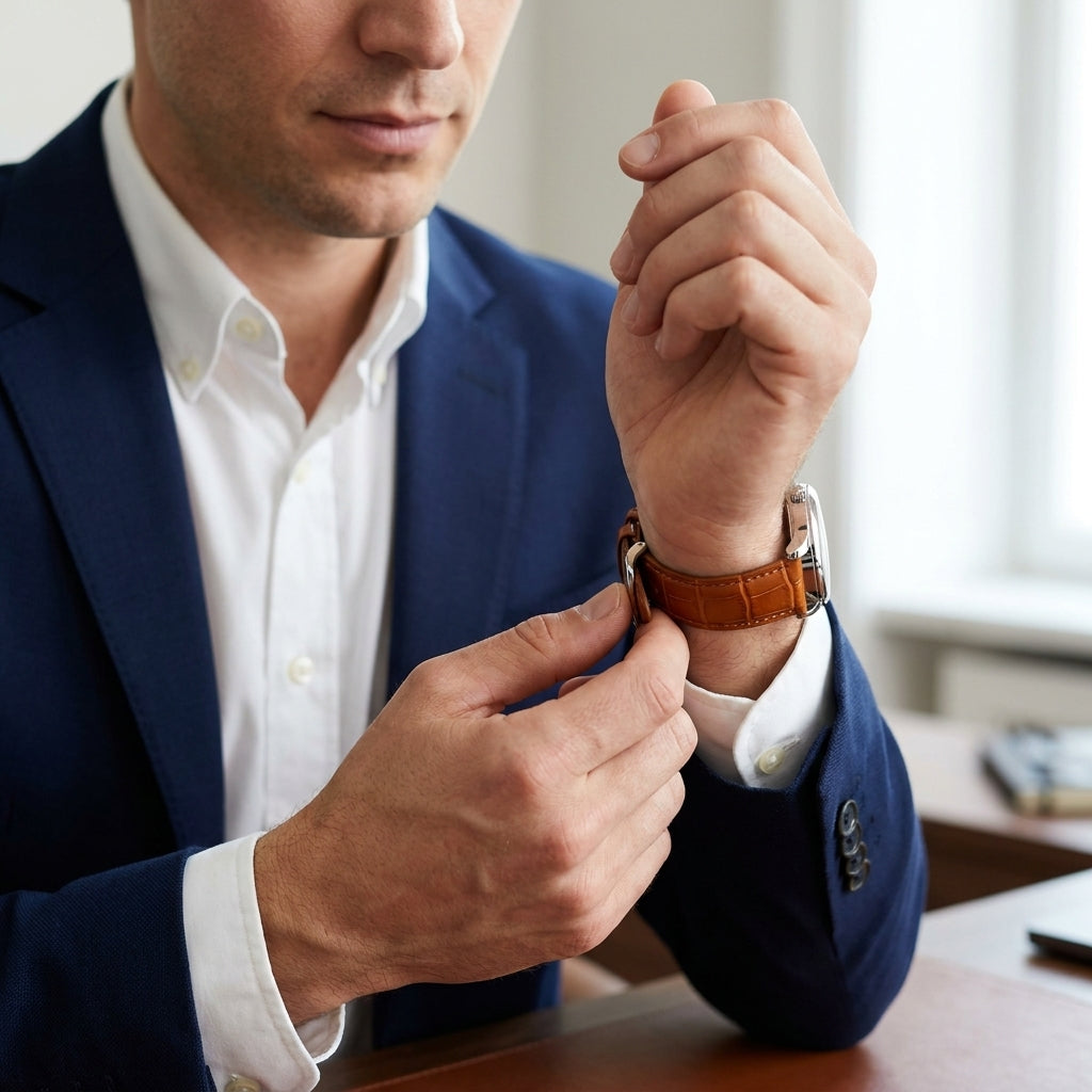 Omax 22mm Orange Croco Genuine Leather Watch Strap with Silver Buckle | Quick Release |FS354