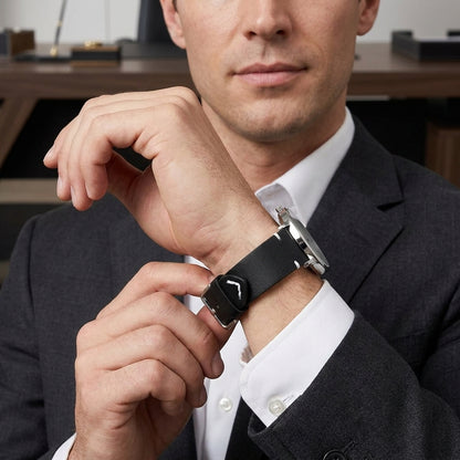OMAX Black Genuine Leather Watch Strap for Quick Release and Self Changeable|FS325