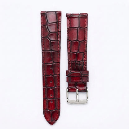 OMAX 20mm Red Genuine Leather Watch Strap with Croco Embossed Texture | Stainless Steel Buckle | Quick Release