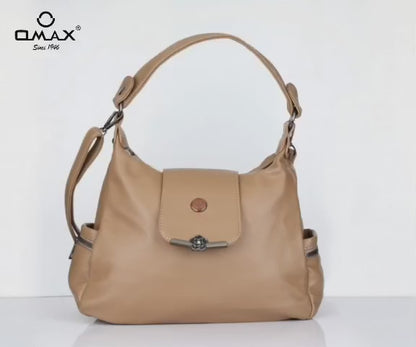 Tan Handbag for Women – OMAX H01 PU Leather Shoulder Bag for Daily & Party Use