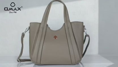 Taupe Shoulder Handbag for Women – Dual Strap PU Leather Everyday Bag | Omax E02