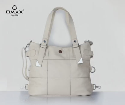 Cream Handbag for Women – OMAX E01 PU Leather Tote Bag with Sling Strap