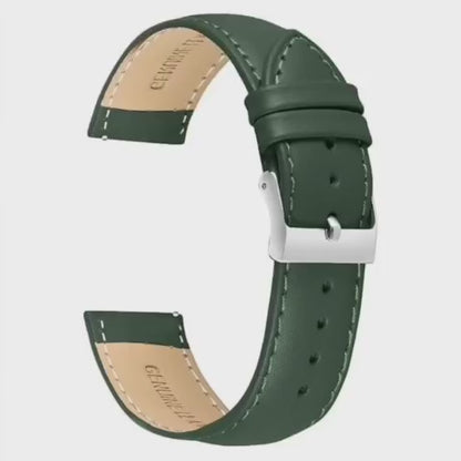 Boshek Green Semi Padded Genuine Leather Watch Strap for Quick Release and Self Changeable FS374-GR-20-S