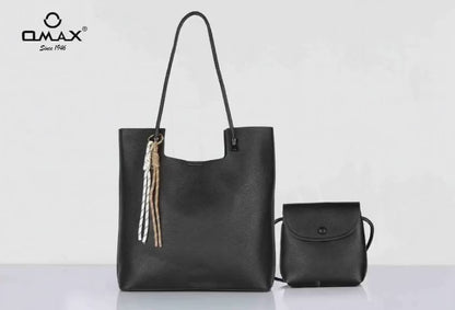 Black Tote Bag for Women with Mini Sling Pouch – OMAX OMB-404 Office Handbag