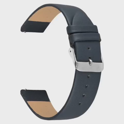 Omax Blue Genuine Leather Watch Strap – 22mm, Plain Design, Silver Buckle | FS380