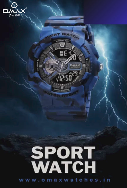 OMAX Analogue and Digital with Black Resin Fiber Case Strap Watch for Men and Women-DS91920P