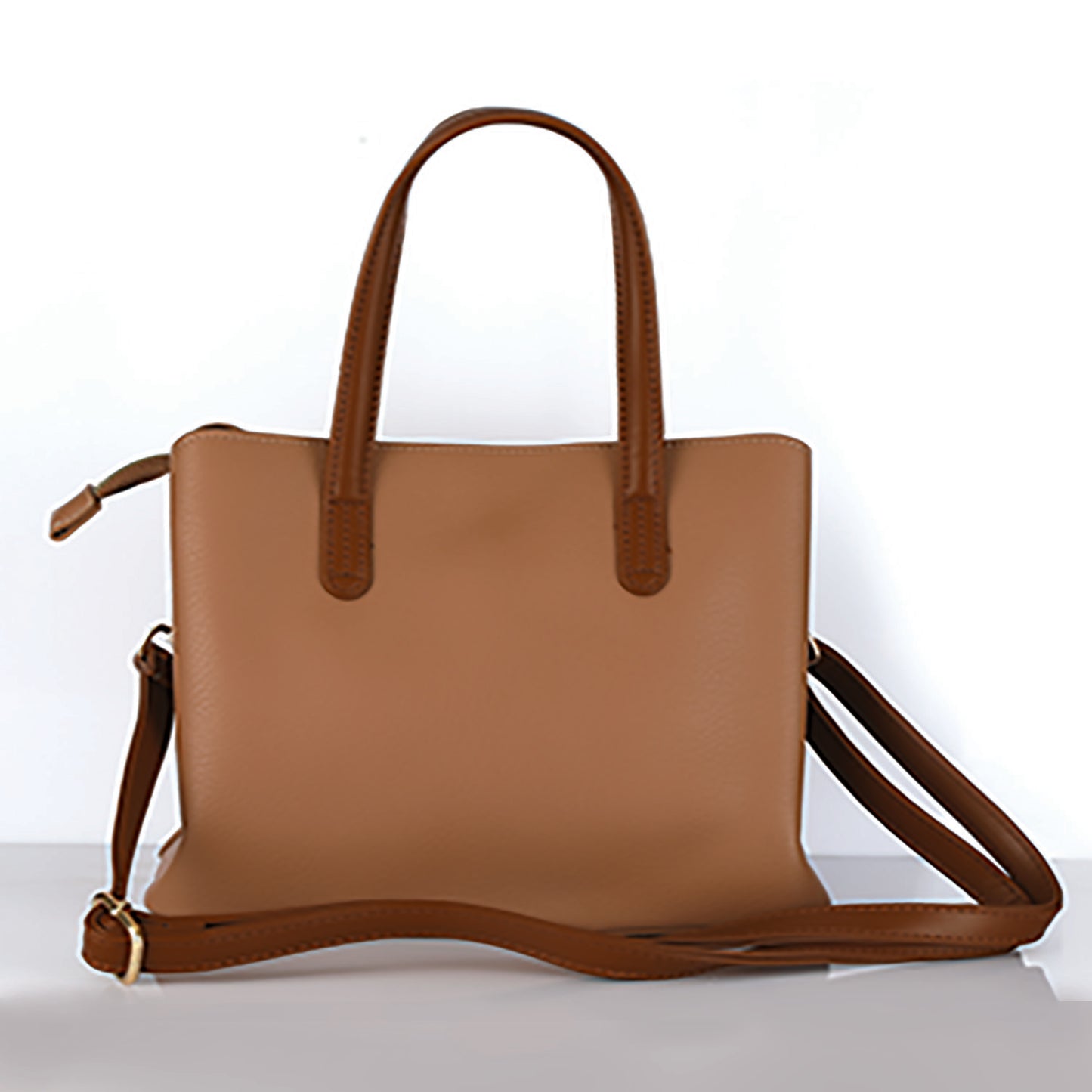 Tan Structured Tote Bag for Women – OMAX PU Leather Handbag with Detachable Sling