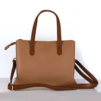 Tan Structured Tote Bag for Women – OMAX PU Leather Handbag with Detachable Sling