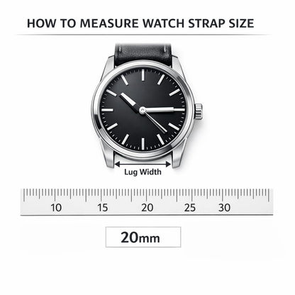 Omax Premium Black Leather Watch Strap for Men | Soft Textured Genuine Finish | Durable Stainless Steel Buckle |FS416-BK-20-S