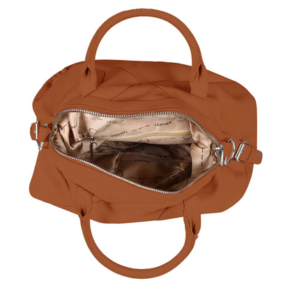 Omax Tan Full Grain Genuine Leather Unique Football Style Handbag for Women LTHRL1