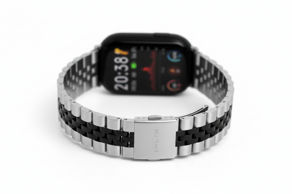Omax FMS108 Black & Steel Two-Tone Stainless Steel Apple Watch Strap – 38mm 40mm 41mm