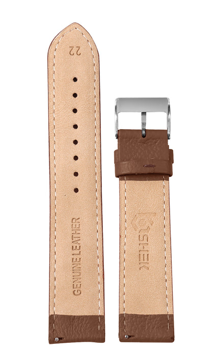 Boshek Tan Genuine Leather, Silver Buckle Watch Strap for Quick Release and Self Changeable FS373-TA-22-S